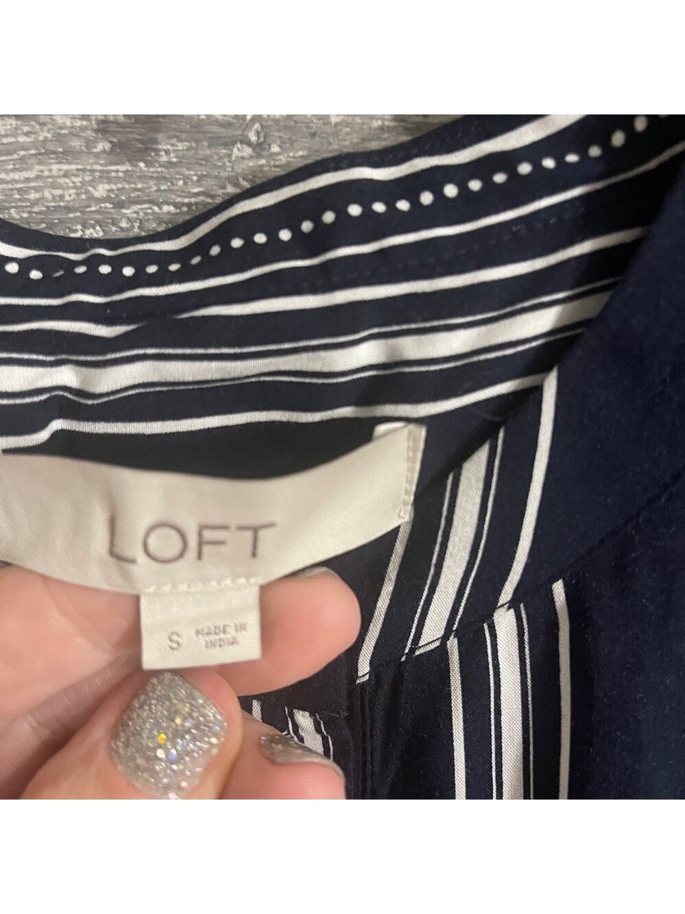 LOFT Navy and White Striped Dress - Picture 4 of 6